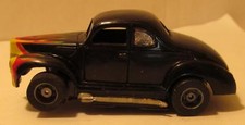 Tyco '40 Ford Coupe Black with Flames Runner w/ 440 Pan Chassis, Silicone Tires