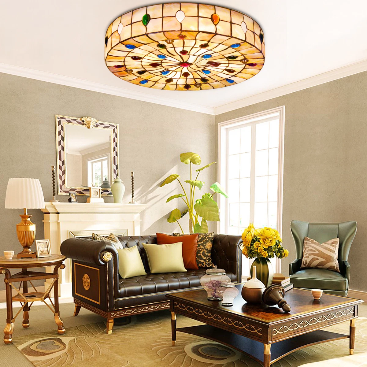 Flush mount tiffany sale light