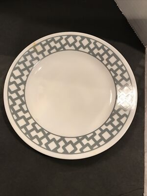 2 Corelle Plate 8.5” White Grey Geometric Pattern | eBay
