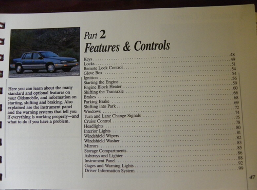 Factory Owners Manual 1991 Oldsmobile Cutlass Calais with Glove Box folder case - Picture 4 of 5