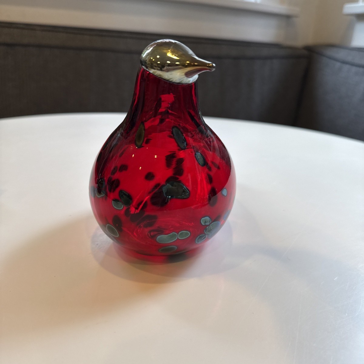 Iittala Birds by Toikka Ruby Red Art Glass Bird, Signed O. Toikka