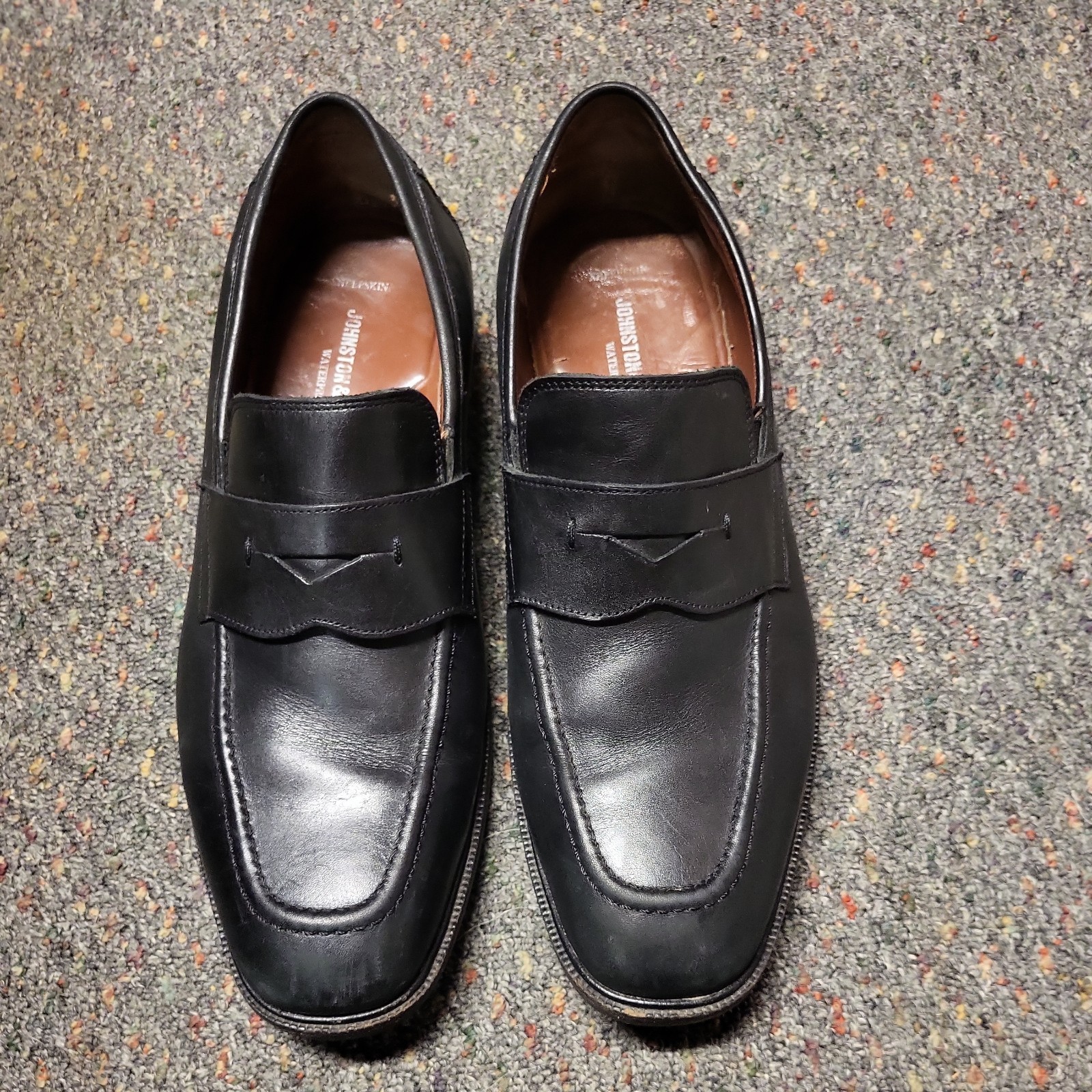 SAOLA JOHNSTON & MURPHY MOCASSINI PENNY IN PELLE NERA SCARPE ELEGANTI UOMO TAGLIA 11 M