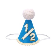 1/2 Mini Birthday Party Hat 1 Pcs, 15cm/ 6" Tall 6 Months Cone Hat, Dark Blue