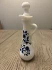 vintage 1970s Avon Delft Blue style milk glass cruet decanter
