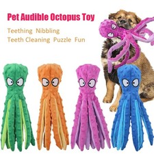 Dog Squeaky Toys Octopus - No Stuffing Crinkle Plush Dog Toys for Puppy Teething