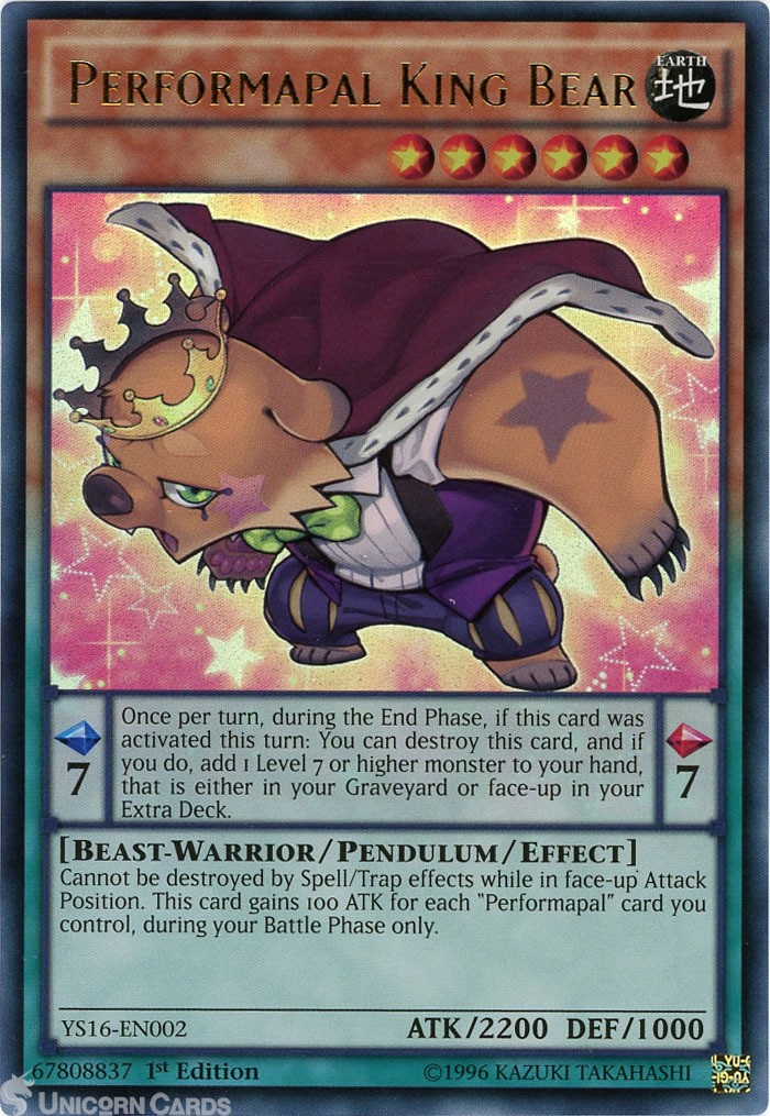 YS16-EN002 Performapal King Bear Ultra Rare 1st Edition Mint YuGiOh Card