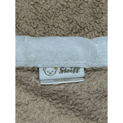 Steiff Beige Tan Brown Baby Blanket White Trim Elephant Bear Bunny Rabbit - Picture 7 of 9
