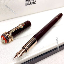 Auction Montblanc Burgundy Fountain Pen Gold Trim Luxury AD VIP Gift Rare