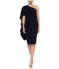 XSCAPE Womens Draped Midi Dress, Black, 16