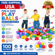100PCS Colorful Ocean Wave Balls Soft Play Balls Kids Baby Pool Tent Outdoor Toy