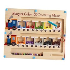 Magnetic Color and Number Maze Board Wooden Montessori Fine Motor Skills Toys