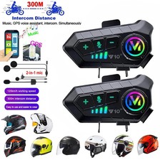 Motorcycle Intercom Headset Helmet Bluetooth 5.3 for 2 Riders Intercommunicator