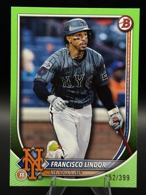 2025 Bowman - Francisco Lindor True Neon Green Lime /399 #86 NY Mets