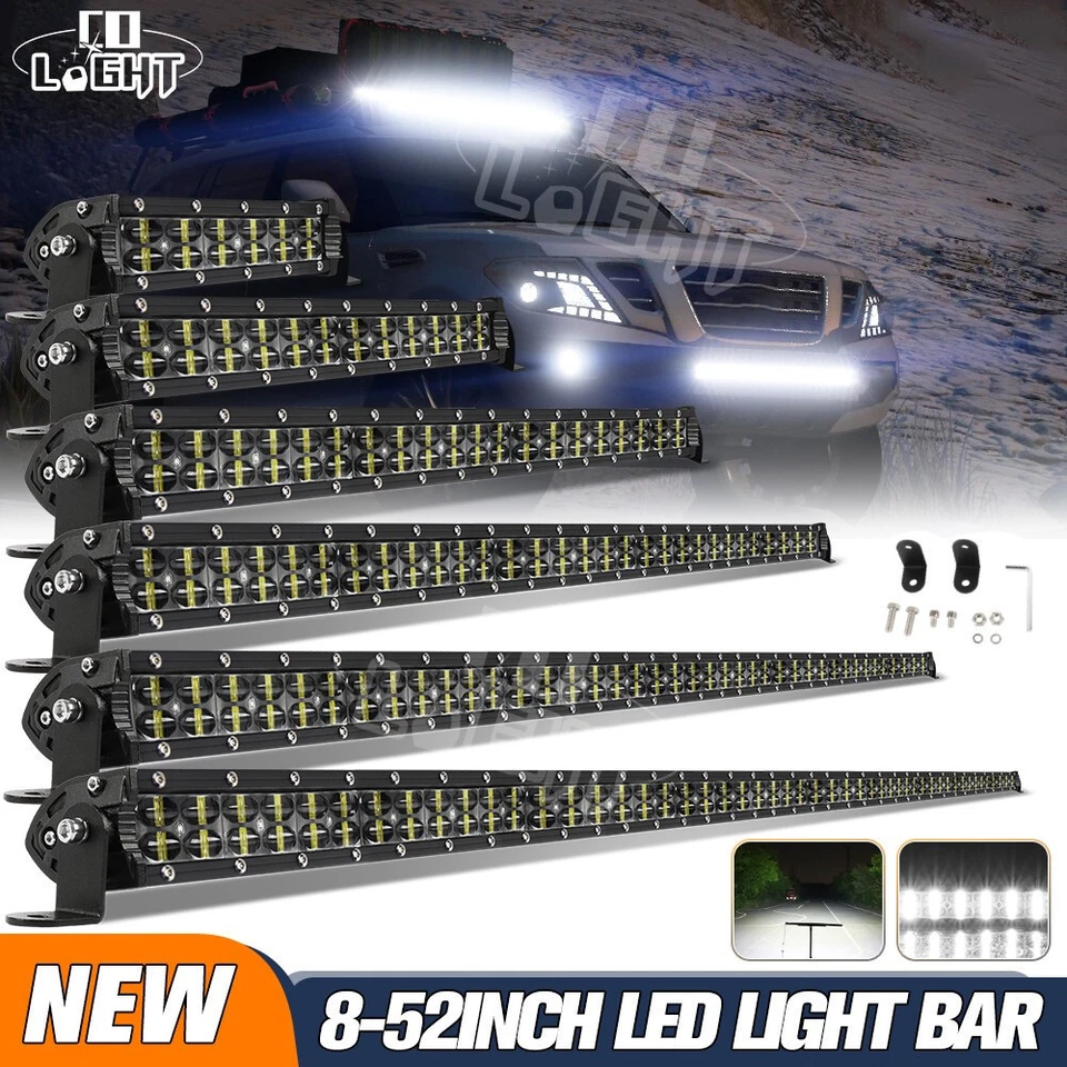 8 14 22 32 42 52" LED Light Bar Spot Flood Combo Driving Truck SUV Offroad 4WD