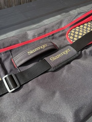 Slazenger Hockeytasche - schwarz/rot mit gepunkteten Einsätzen - Vintage Style - gut 