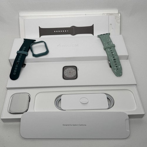 Apple Watch Series 8 GPS + Cellular 45mm Silver Aluminum Case w/ Sport Bands - Zdjęcie 7 z 17
