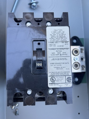 #ad Cutler Hammer CC3100 3 Pole 240 208V 100A Circuit Breaker $249.99