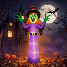 12FT Inflatable Halloween Witch Outdoor Decoration Spooky Yard Decor,Pointed Hat