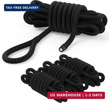 4 Pack 1/2" x 15' Boat Dock Lines for Boat  Pontoon, Premium Marine- Grade Doub
