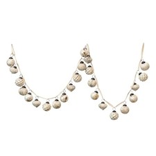  Embossed Mercury Glass Ball Ornament Garland 72" Distressed Matte Cream