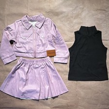 Girls' Autumn/Winter Simple Trendy Long-Sleeve Jacket with Solid Color , 3-piece