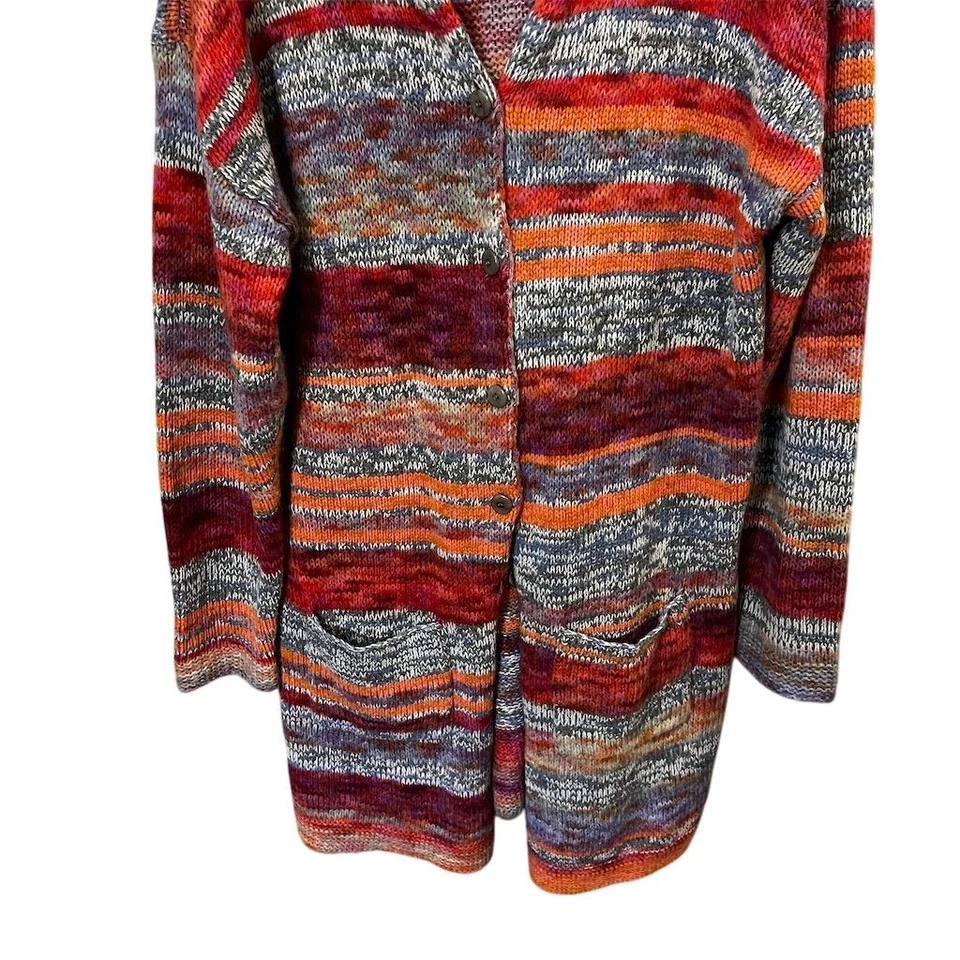 Cárdigan largo con capucha Sundance suéter talla XL mezcla de lana multicolor con botones Foto 3 de 4