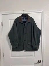 Polo Ralph Lauren Hunting Chore Coat Men’s L Green Plaid Lined Corduroy Collar