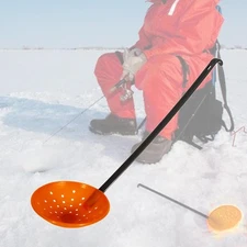 Light Ice Fishing Scooper Slag Skimmer Aluminum Handle Hook Design Winter black