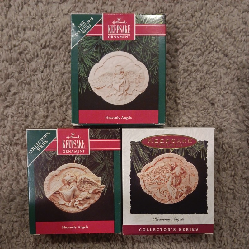 3 Hallmark Keepsake Ornaments 1991-93 HEAVENLY ANGELS Complete Series In Boxes