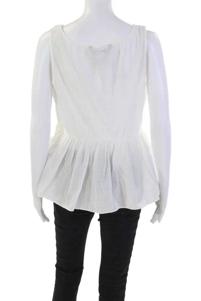 Blusa blanca Marc By Marc Jacobs de algodón sin mangas con cuello en V para mujer talla S Foto 3 de 4
