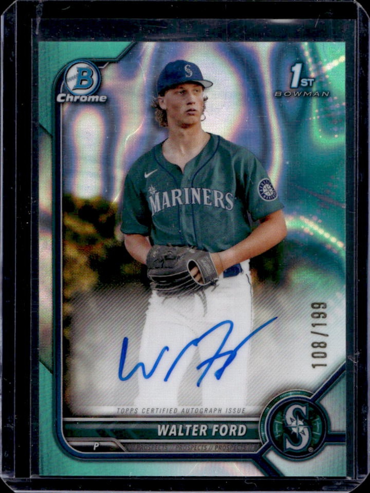 2022 Bowman Draft Walter Ford Chrome Auto Aqua Lava Refractor 1st #1/199
