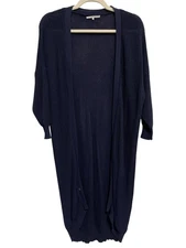 Frnch Cardigan Duster Size Small Medium Open Front Navy Knitwear Viscose Comfy