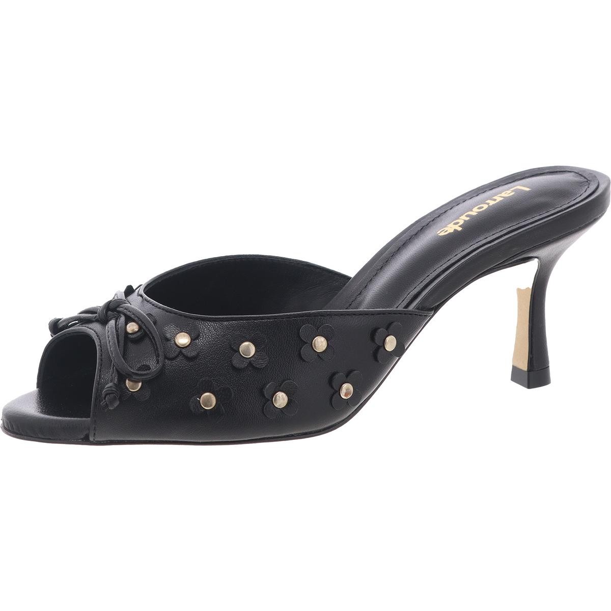 Женские босоножки Larroude Jasmine черного цвета с аппликацией из мула 5 размера BM BHFO 8994 10890₽