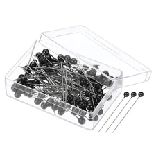 100Pcs Sewing Pins Straight Pin with Plastic Pearlized Ball Head Black