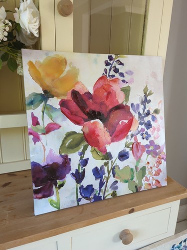 PAIR OF CANVAS WALL ART PICTURES OF FLOWERS - Picture 14 of 21