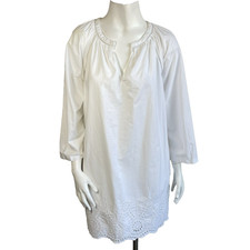 Gap Women's White Eyelet Babydoll Mini Dress M Cottage Resort Coastal Summer