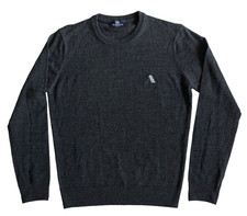 Aquascutum men's fine wool crew neck jumper In charcoal - emb. logo - VGC medium