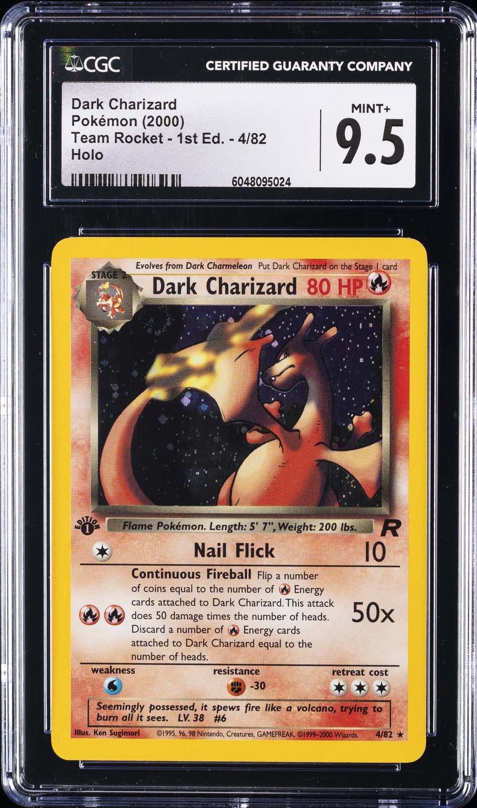 2000 TEAM ROCKET 1ST ED #4 DARK CHARIZARD CGC 9.5