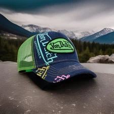 Von Dutch Dark Blue Denim/Green Lemon Trucker Hat One Size