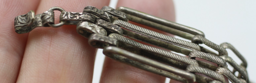 2 pair matching Vintage Antique 4 Bar Gate Link 800 silver 6 1/2" Bracelets - Picture 9 of 9