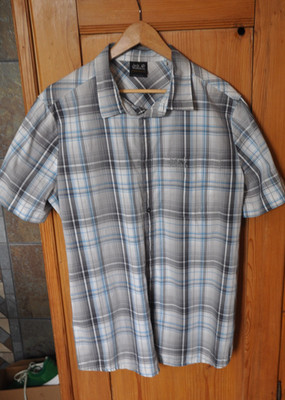 Jack Wolfskin,Herrenhemd,kurzarm,Gr.XL,grau-blau kariert