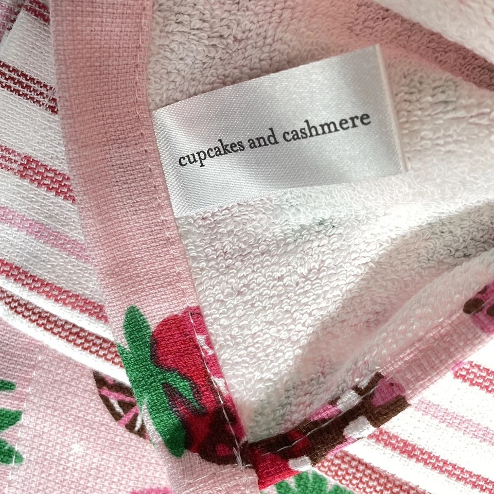 Juego de 3 toallas de cocina para cupcakes y cachemir fresas rosas con chocolate Foto 4 de 4