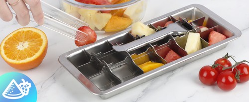 Stainless Steel Ice Cube Tray 18 Compartment Easy Release Vintage Lever Design - Picture 10 of 12