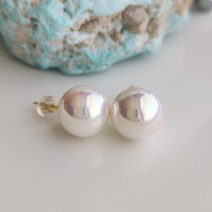 Authentic 925 Sterling Silver SeaShell 12mm Akoya Pearl Japanes White Earrings Gold-Plated