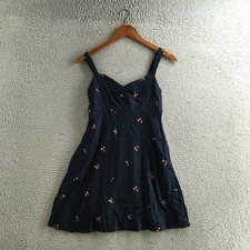 Old Navy Smocked Crepe Mini Dress Womens XS Blue Cherry Print Sleeveless Casual