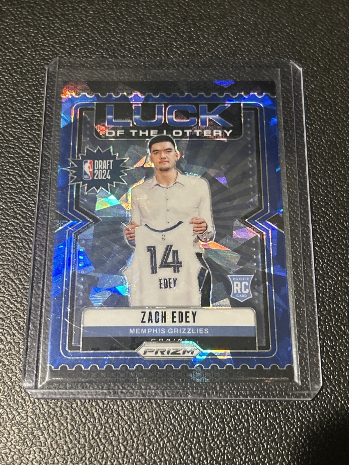 2024-25 Prizm Zach Edey Luck of the Lottery RC Blue Ice Rookie #125/125