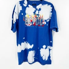 NWOT ACDC Highway to Hell Bleach Tie Dye Graphic T Shirt Rock Band Tee L/G