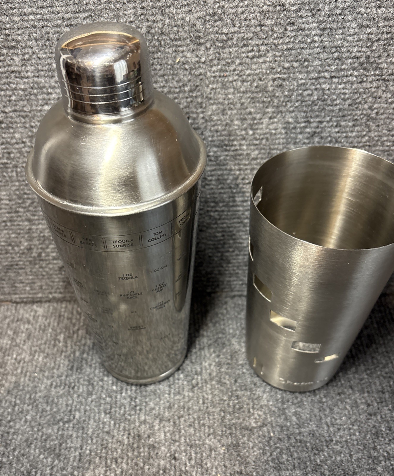 Chefmate Stainless Steel Recipe Cocktail Shaker Silver