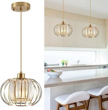 Gold Pendant Light Fixture Modern Crystal met...