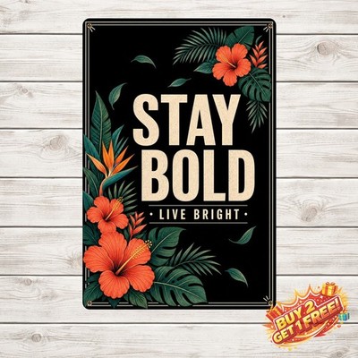 Floral Border Black Background Bold Quote Metal Wall Art 8x12